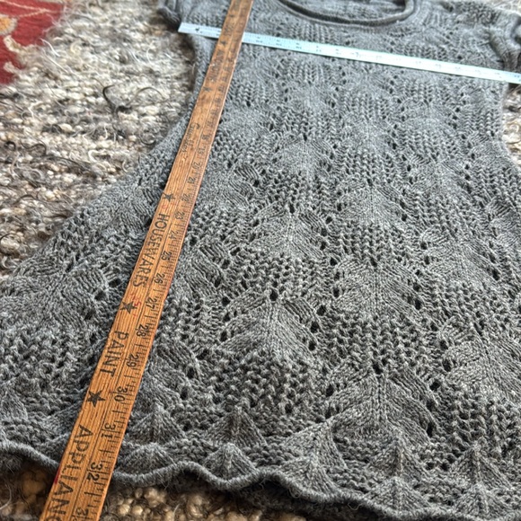 Next Lacy Knit dress gray heather wool alpaca blend soft stretchy beautiful 36 8 - Picture 5 of 8